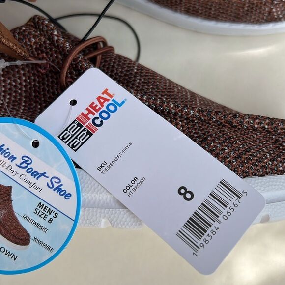 32 Brown Canvas Cusioned Boat shoe Slip-On Loafer - Picture 11 of 13